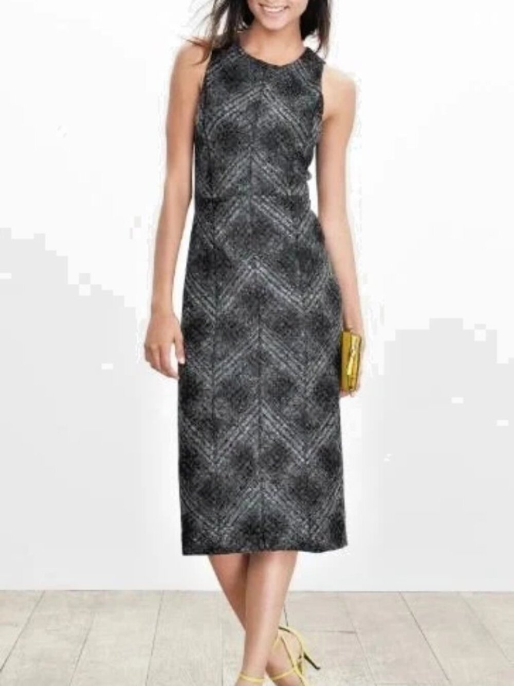 Banana Republic, Size 4, gray/black jumper dress, wool, midi length